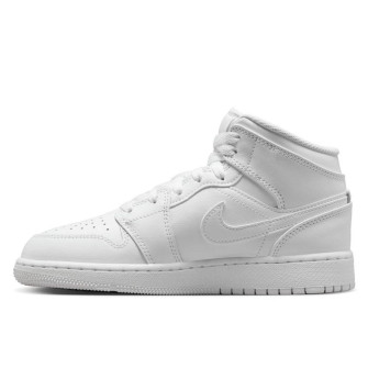 Air Jordan 1 Mid Kids Shoes ''Triple White'' (GS)