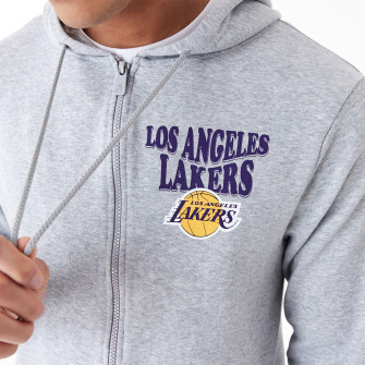 New Era NBA Los Angeles Lakers Script Full-Zip Hoodie ''Grey''