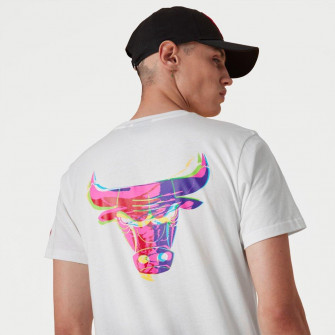 New Era NBA Neon Graphic Chicago Bulls T-Shirt ''White''